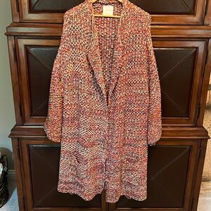 Zara Multicolor Tweed Open Cardigan - Red, Pink, Cream